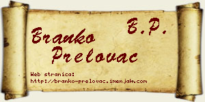 Branko Prelovac vizit kartica
